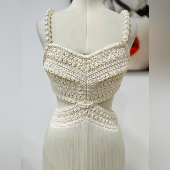 PatBO Fringe Beach Dress with Pearl Straps - Picture 9 of 13